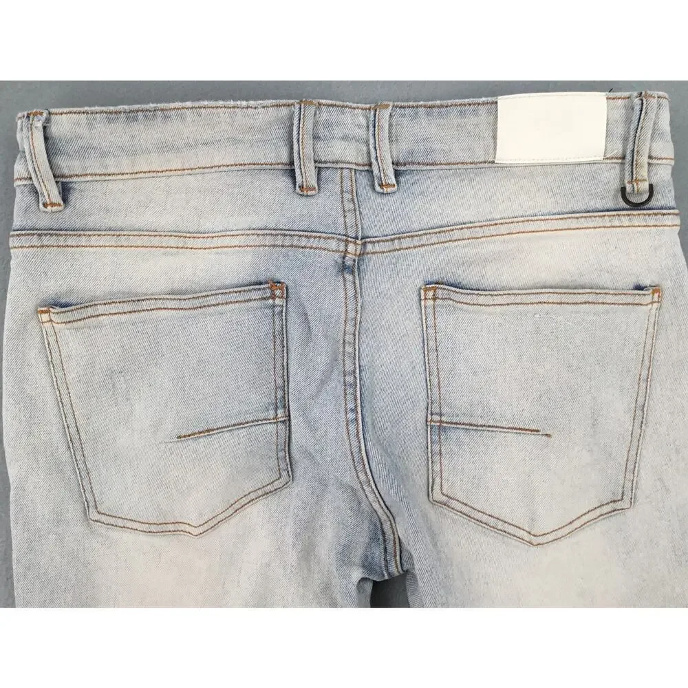 KDNK 11 4 14 11 Distressed Skinny Zip Hem Stretch Jeans Men's 32